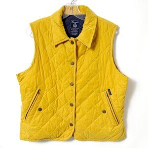 Vtg Faconnable Vest Yellow Quilted Water Repellent Snap Pockets Gilet Mens Large